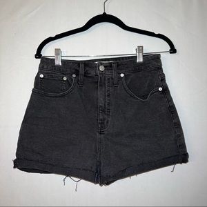 Madewell black denim curvy fit high rise denim shorts size 28